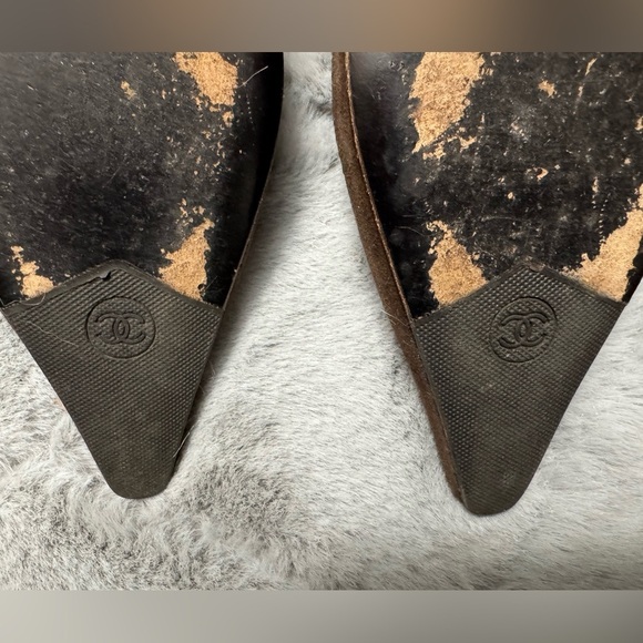 Chanel CC Fringed Suede Pumps EU 38 US 7.5 Brown Mocha Chocolate Kitten Heel - Picture 12 of 16